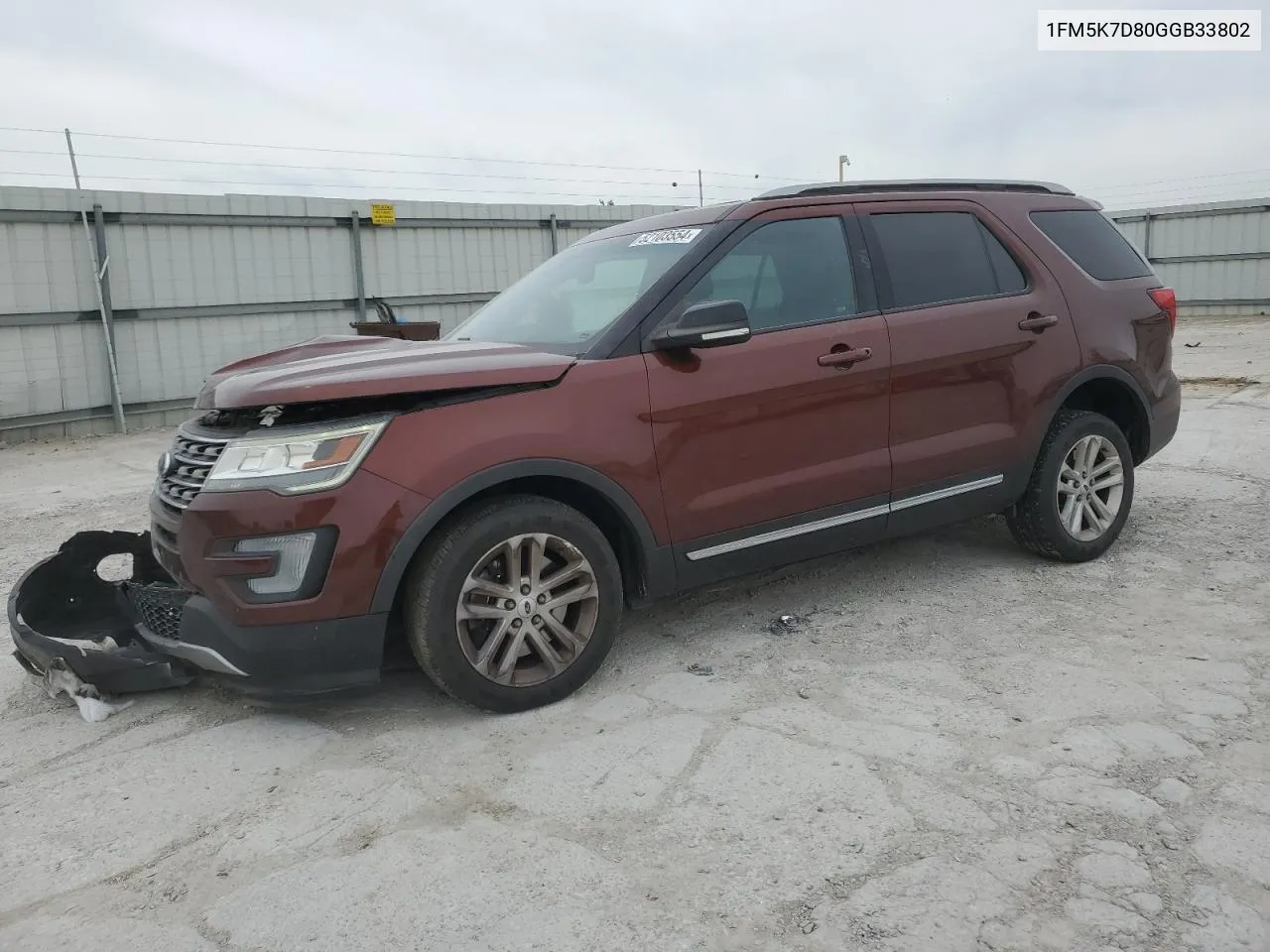 2016 Ford Explorer Xlt VIN: 1FM5K7D80GGB33802 Lot: 52103554