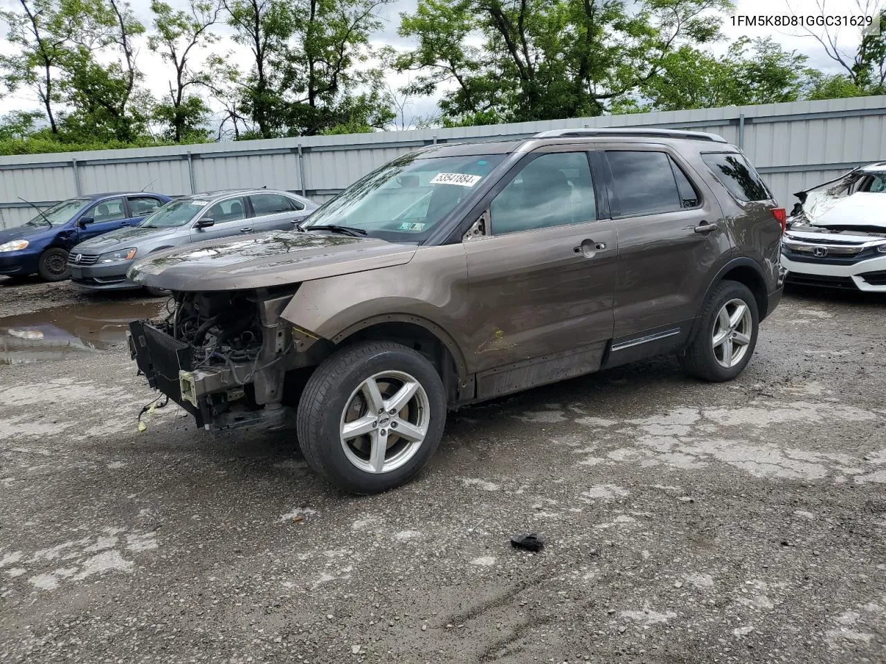 2016 Ford Explorer Xlt VIN: 1FM5K8D81GGC31629 Lot: 53541884