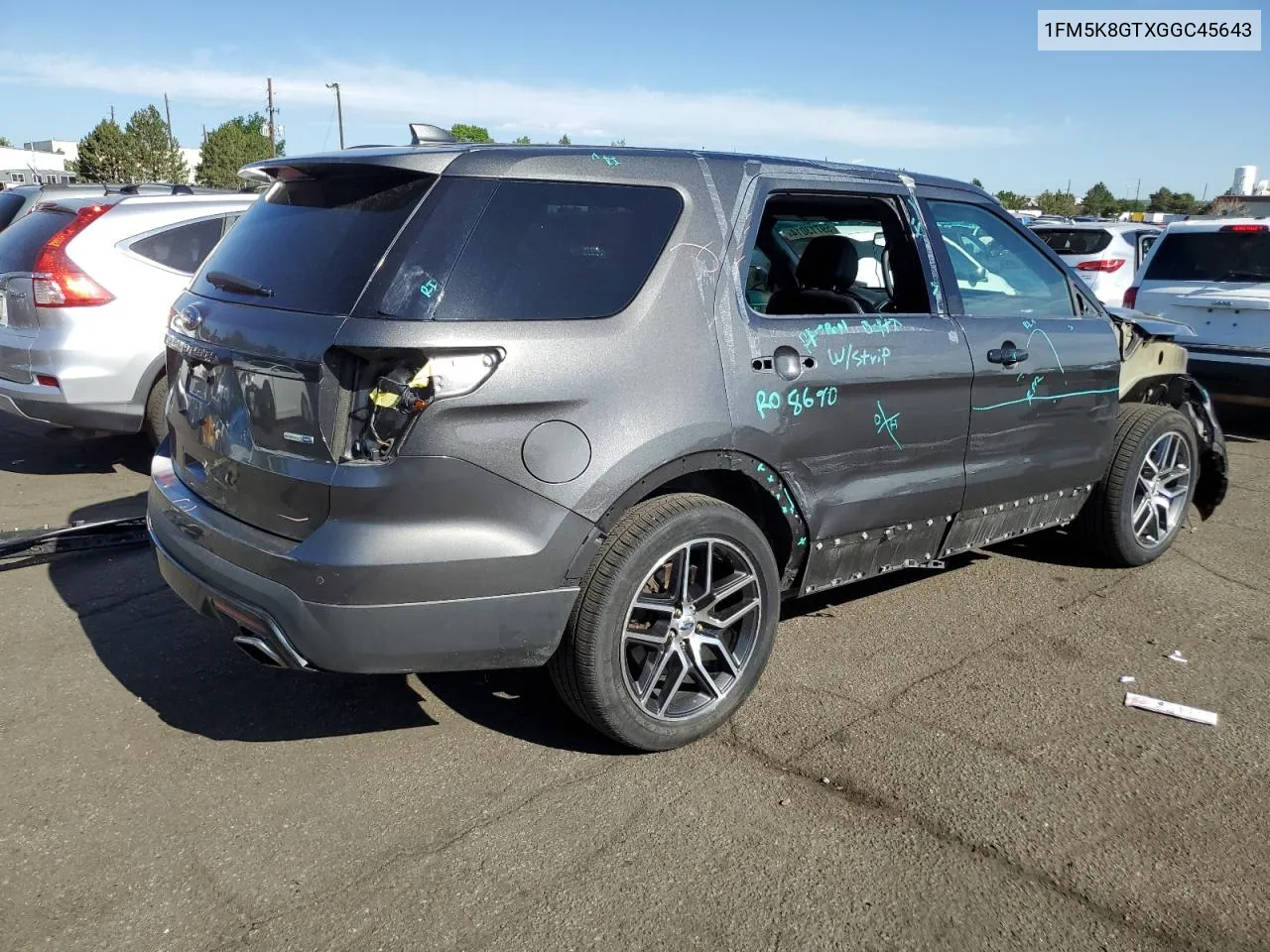 2016 Ford Explorer Sport VIN: 1FM5K8GTXGGC45643 Lot: 59713014