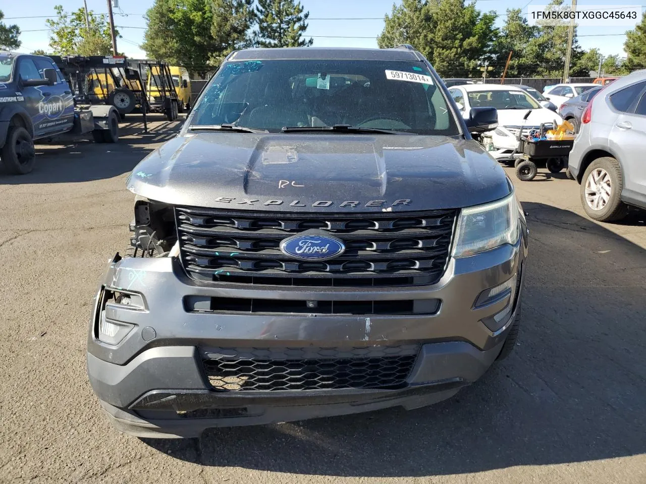 2016 Ford Explorer Sport VIN: 1FM5K8GTXGGC45643 Lot: 59713014