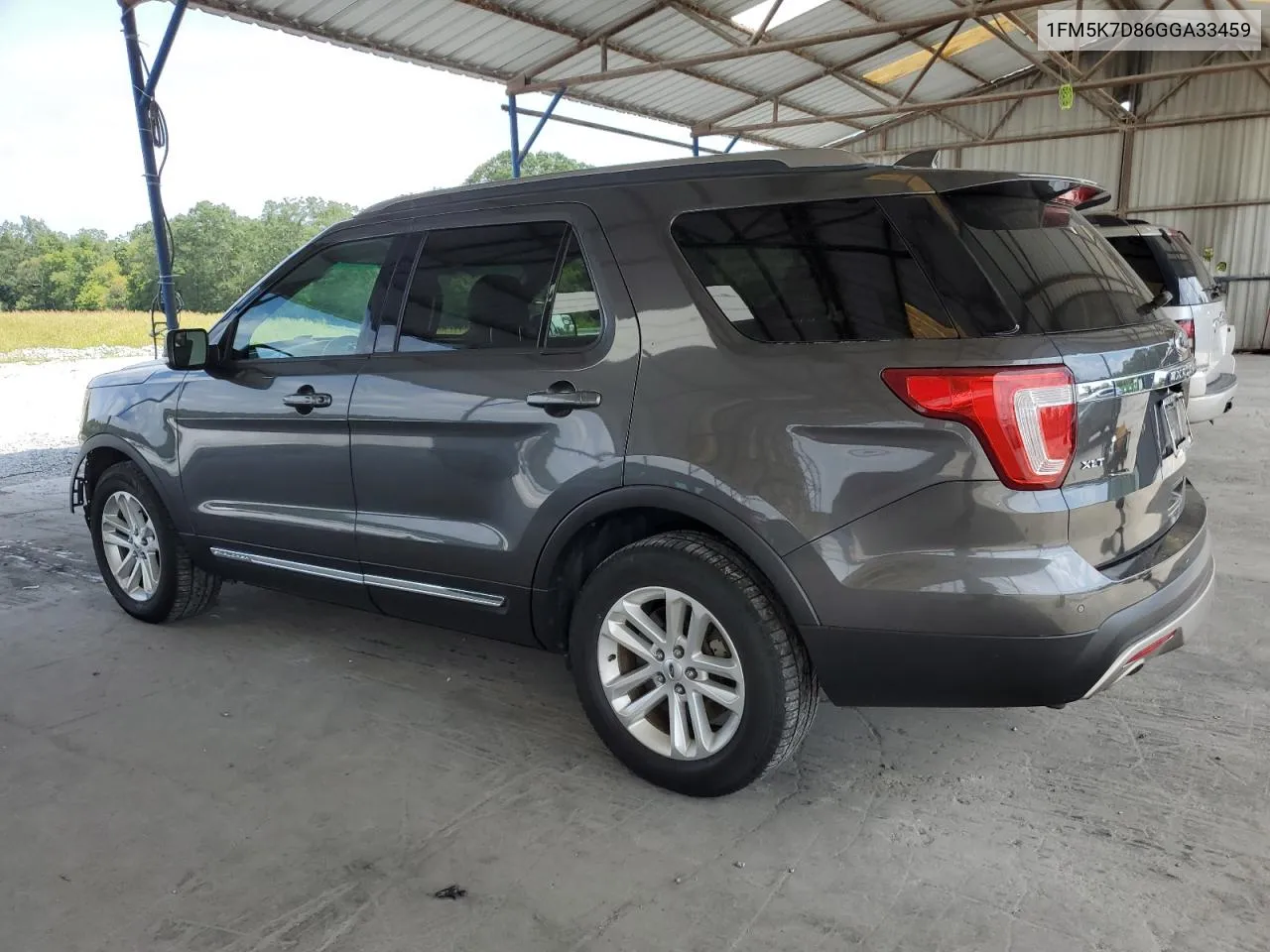 2016 Ford Explorer Xlt VIN: 1FM5K7D86GGA33459 Lot: 69446774