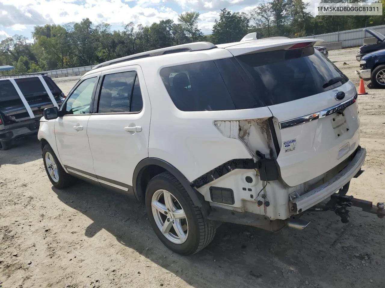 2016 Ford Explorer Xlt VIN: 1FM5K8D80GGC81311 Lot: 71917554