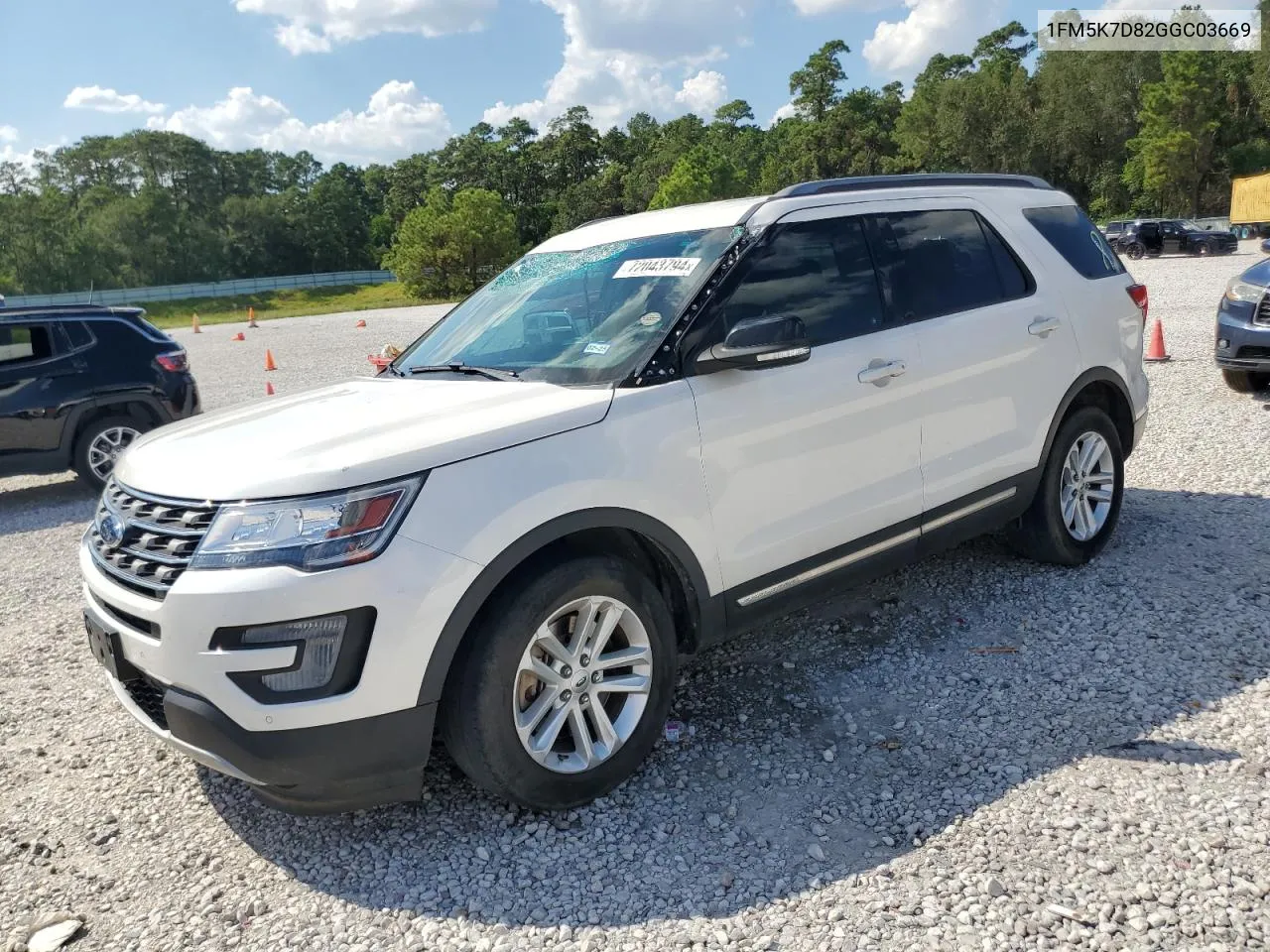 2016 Ford Explorer Xlt VIN: 1FM5K7D82GGC03669 Lot: 72043794