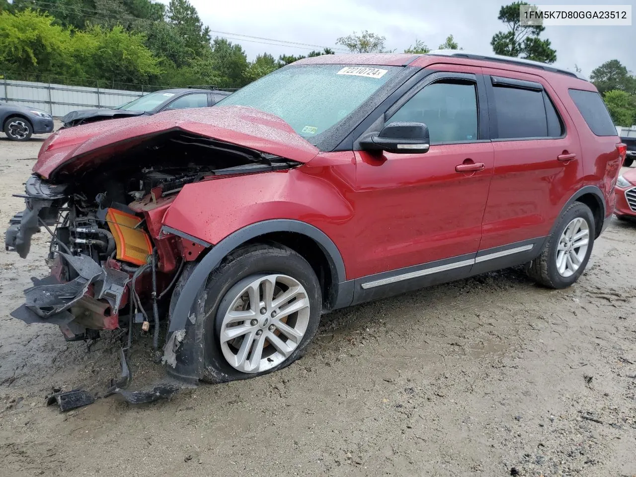 2016 Ford Explorer Xlt VIN: 1FM5K7D80GGA23512 Lot: 72210724