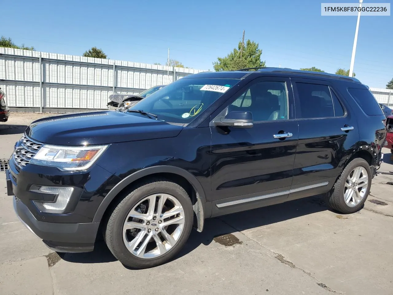 2016 Ford Explorer Limited VIN: 1FM5K8F87GGC22236 Lot: 72642674