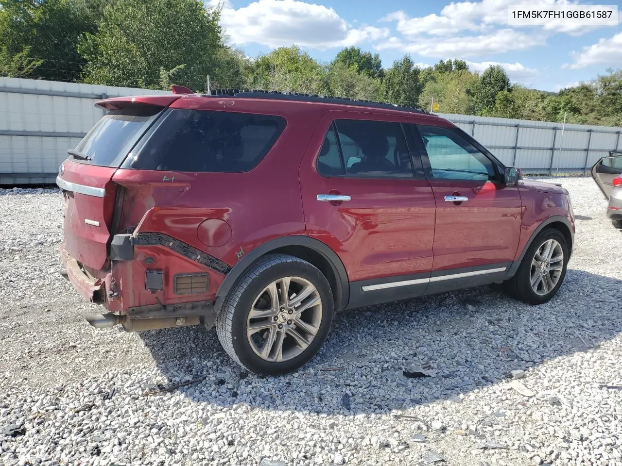 2016 Ford Explorer Limited VIN: 1FM5K7FH1GGB61587 Lot: 72784944