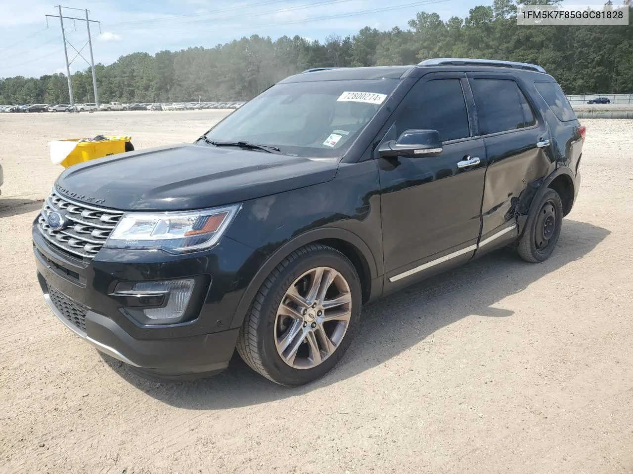 2016 Ford Explorer Limited VIN: 1FM5K7F85GGC81828 Lot: 72800274