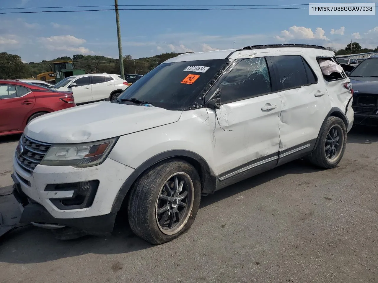 2016 Ford Explorer Xlt VIN: 1FM5K7D88GGA97938 Lot: 72858574