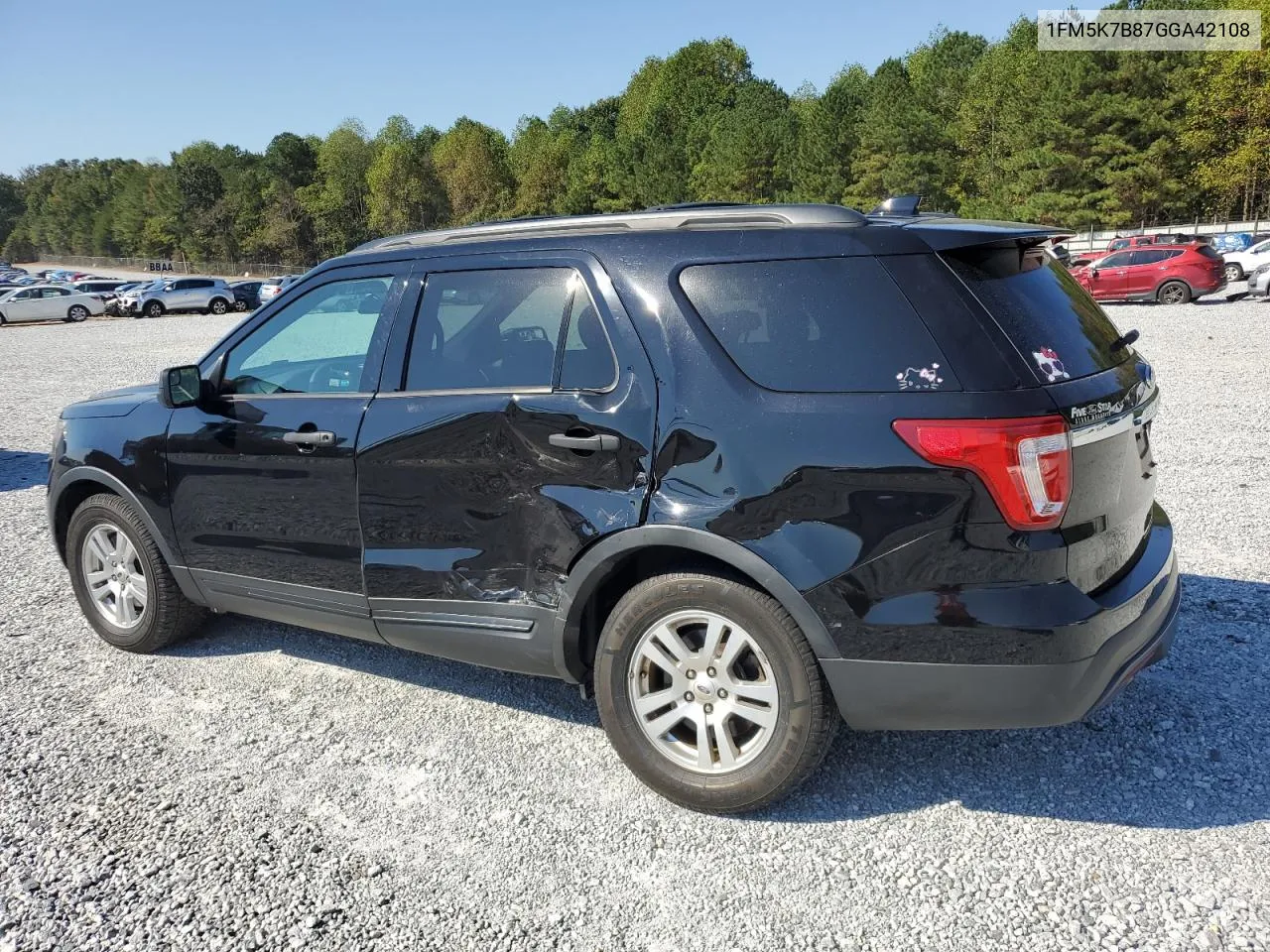 2016 Ford Explorer VIN: 1FM5K7B87GGA42108 Lot: 72899344