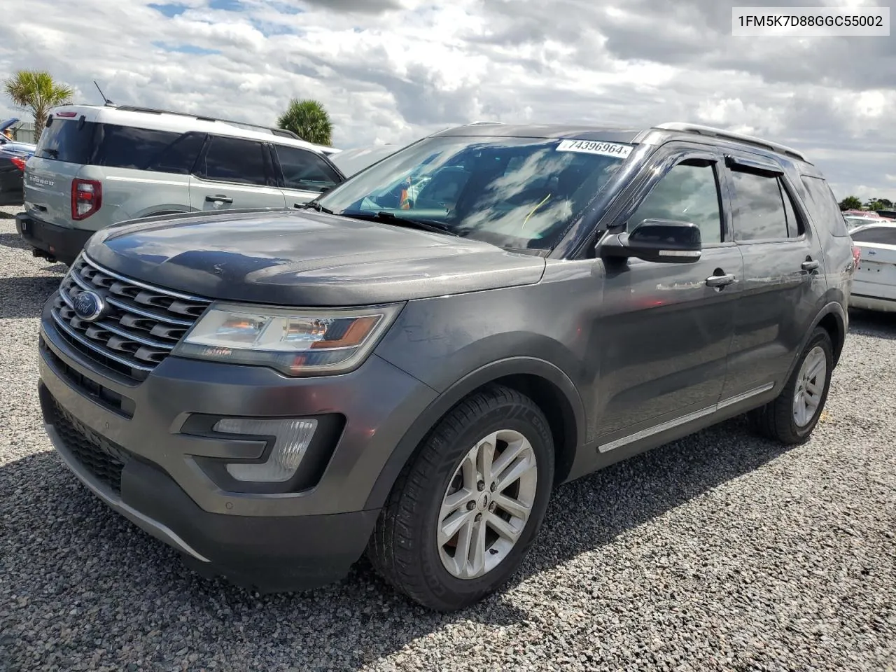 2016 Ford Explorer Xlt VIN: 1FM5K7D88GGC55002 Lot: 74396964