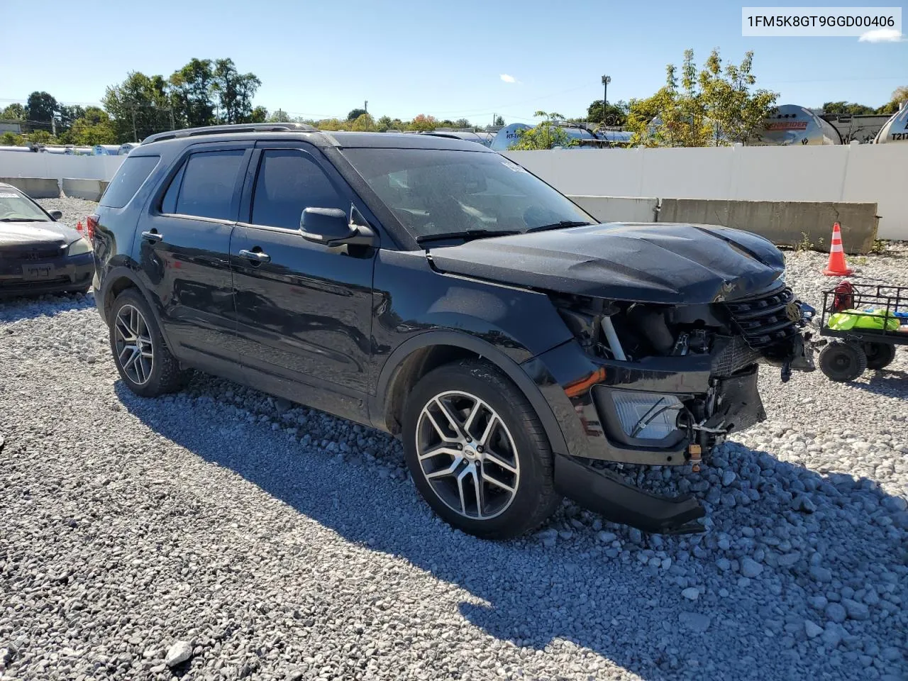 2016 Ford Explorer Sport VIN: 1FM5K8GT9GGD00406 Lot: 74936694