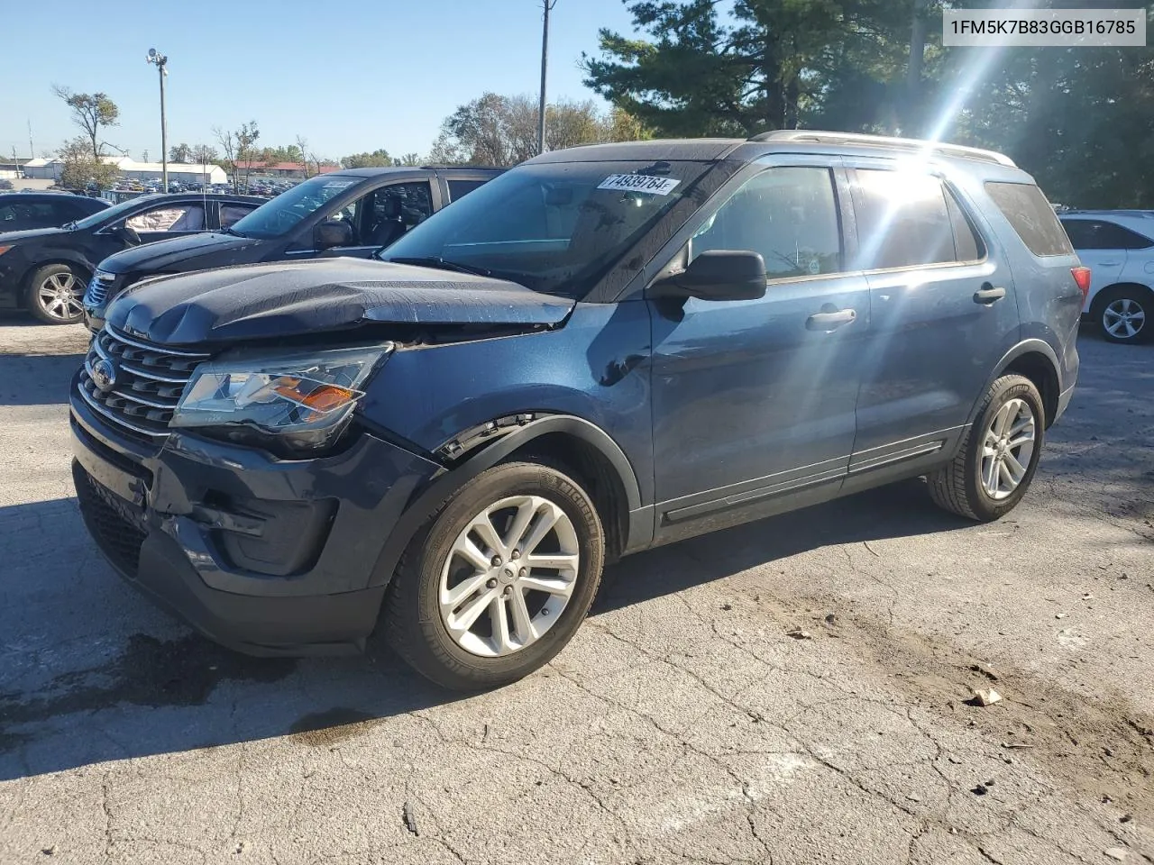 2016 Ford Explorer VIN: 1FM5K7B83GGB16785 Lot: 74939764