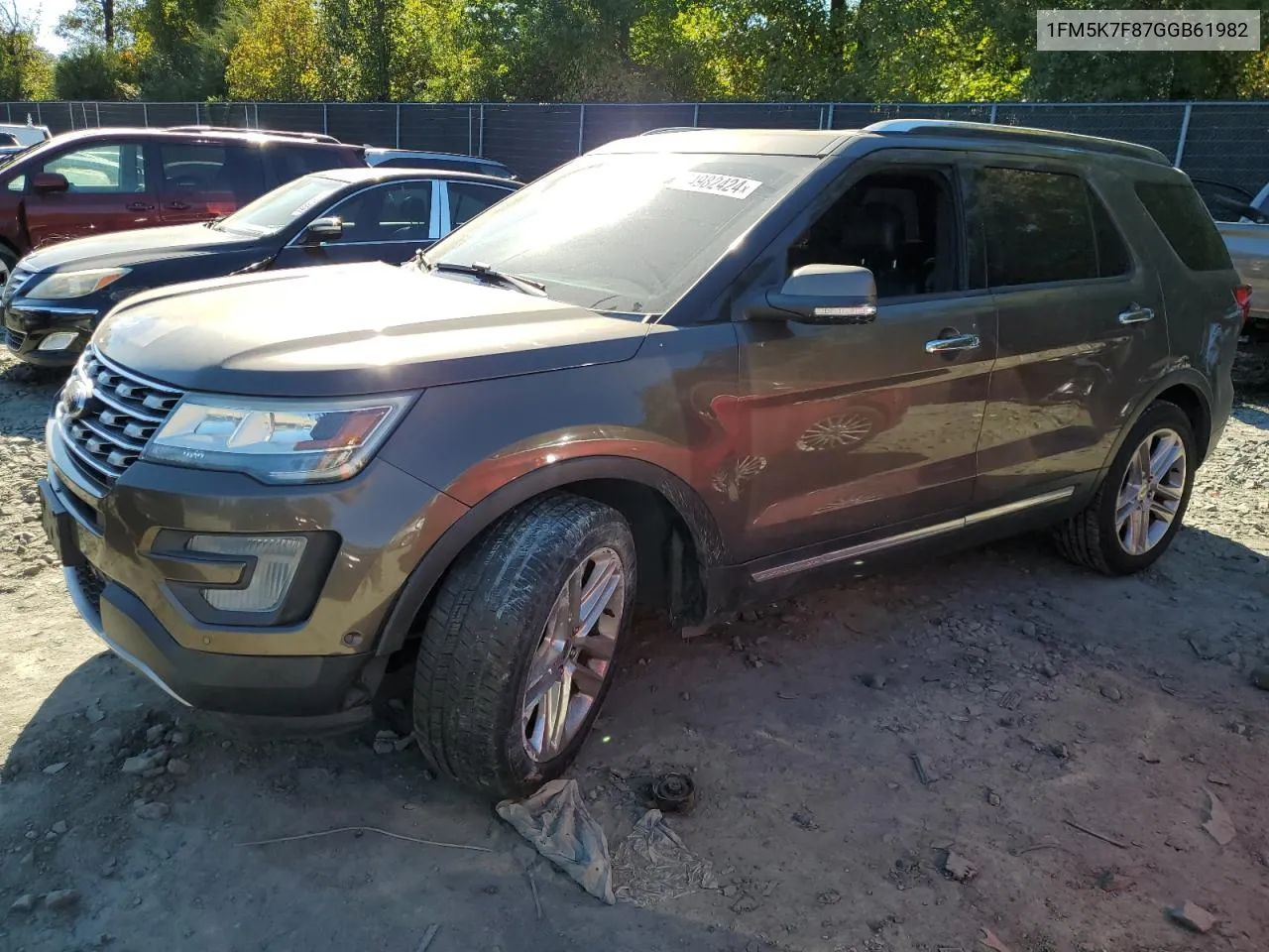 2016 Ford Explorer Limited VIN: 1FM5K7F87GGB61982 Lot: 74982424