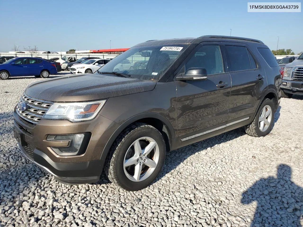 2016 Ford Explorer Xlt VIN: 1FM5K8D8XGGA43739 Lot: 75194774