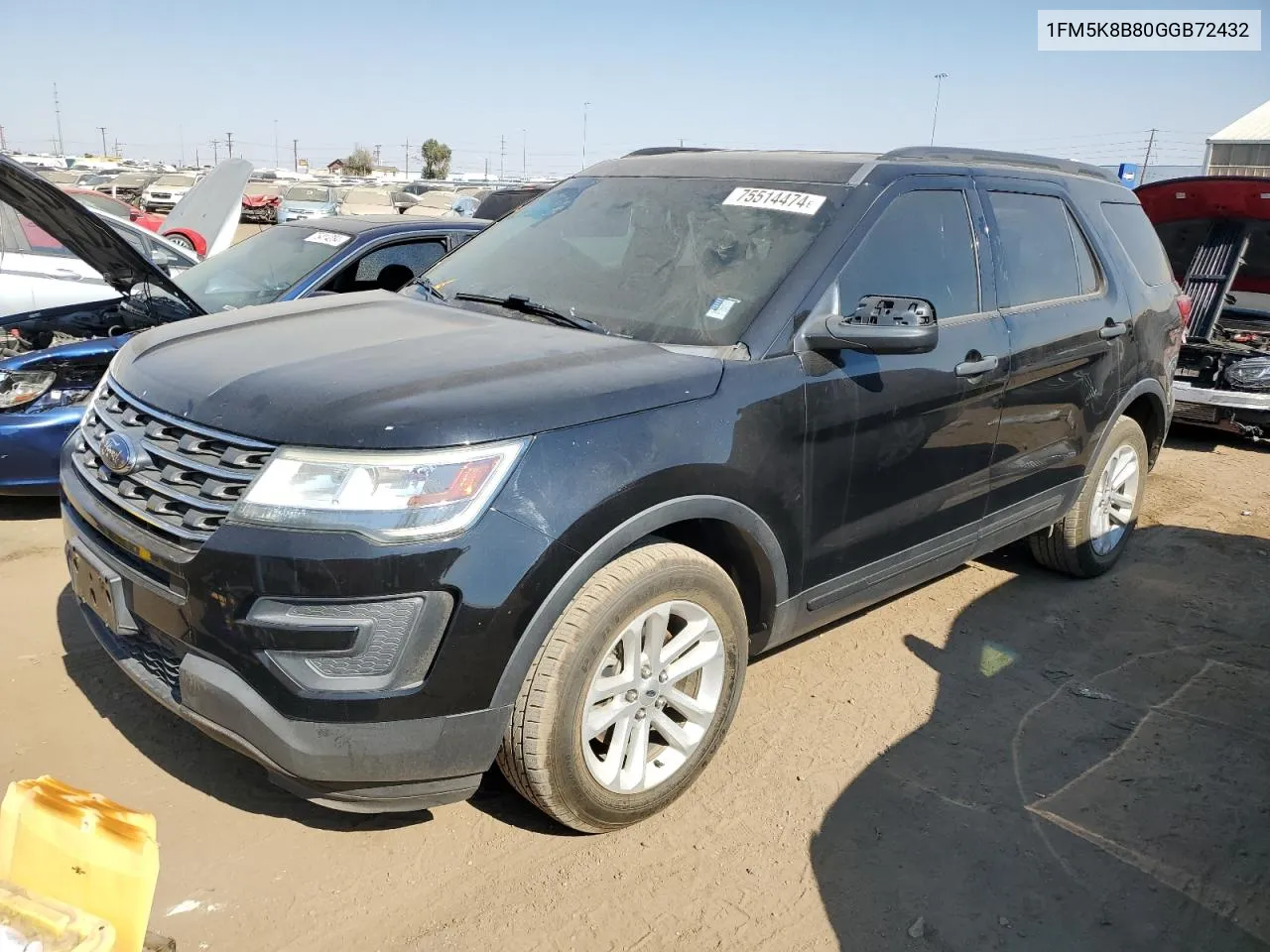 2016 Ford Explorer VIN: 1FM5K8B80GGB72432 Lot: 75514474