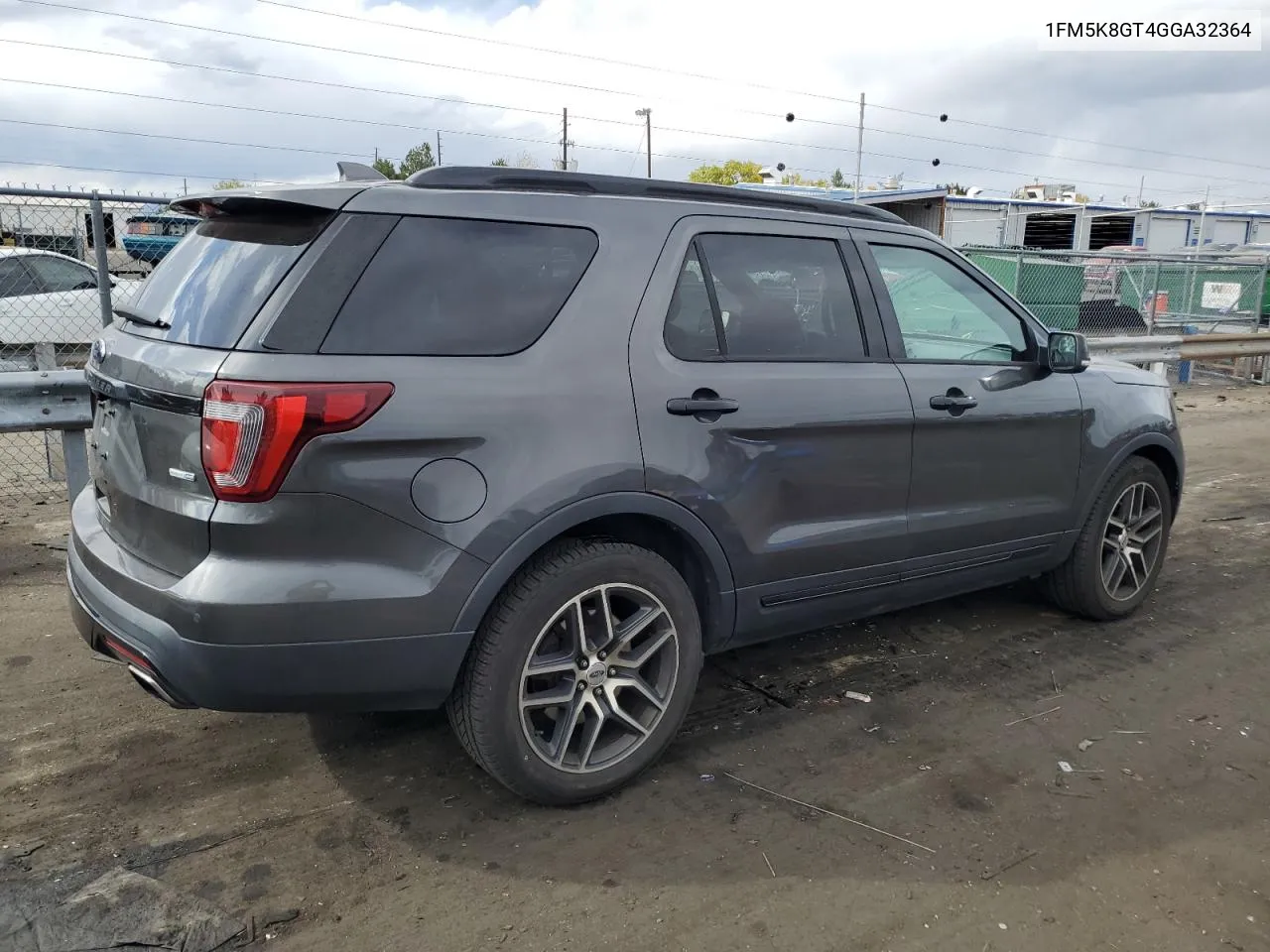 2016 Ford Explorer Sport VIN: 1FM5K8GT4GGA32364 Lot: 75552574