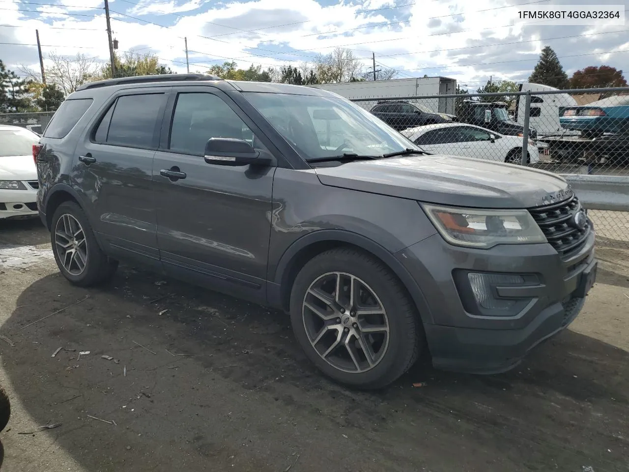 2016 Ford Explorer Sport VIN: 1FM5K8GT4GGA32364 Lot: 75552574