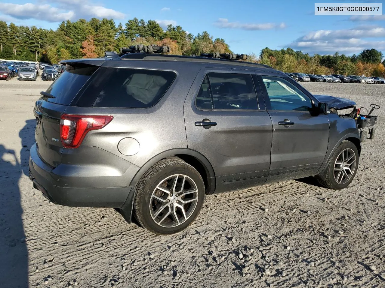 2016 Ford Explorer Sport VIN: 1FM5K8GT0GGB00577 Lot: 75566274