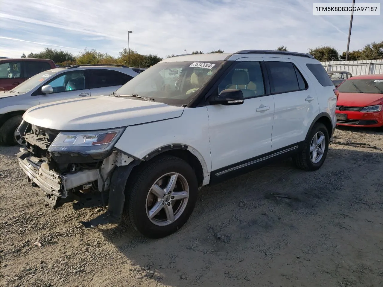 2016 Ford Explorer Xlt VIN: 1FM5K8D83GGA97187 Lot: 75743704