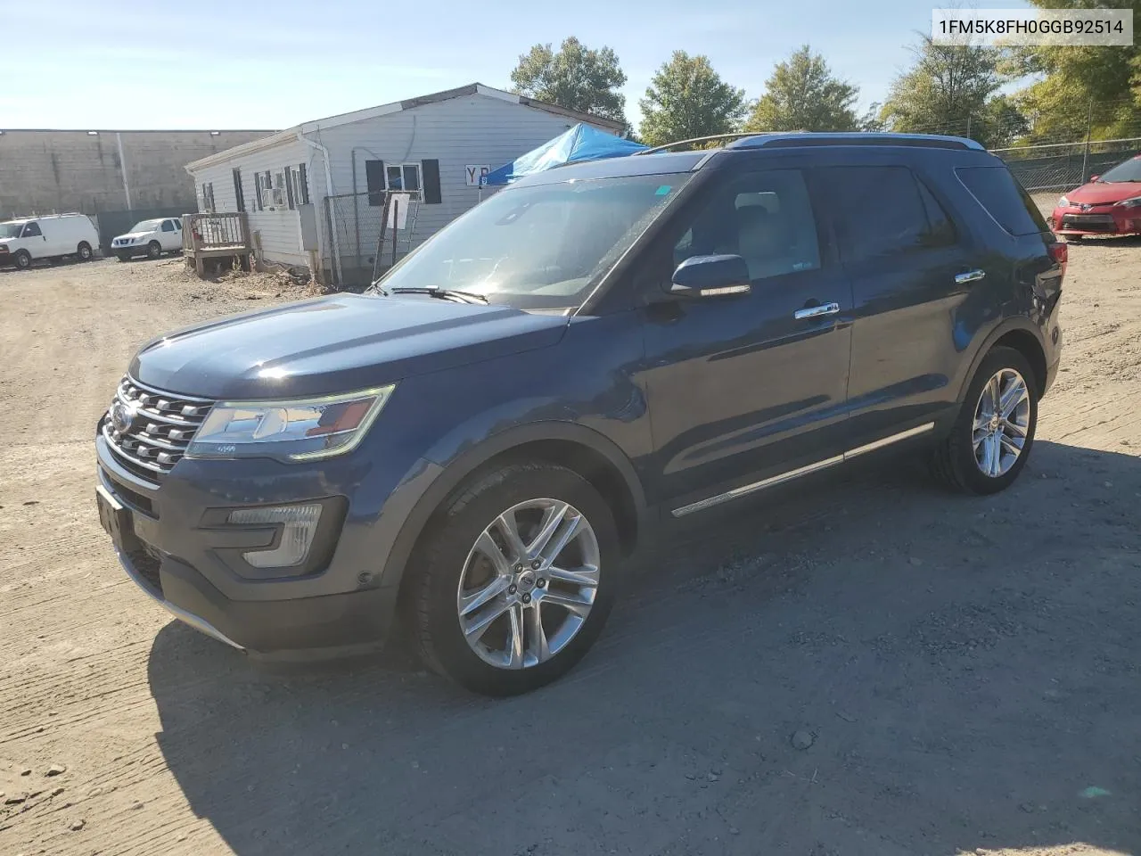 2016 Ford Explorer Limited VIN: 1FM5K8FH0GGB92514 Lot: 75849144