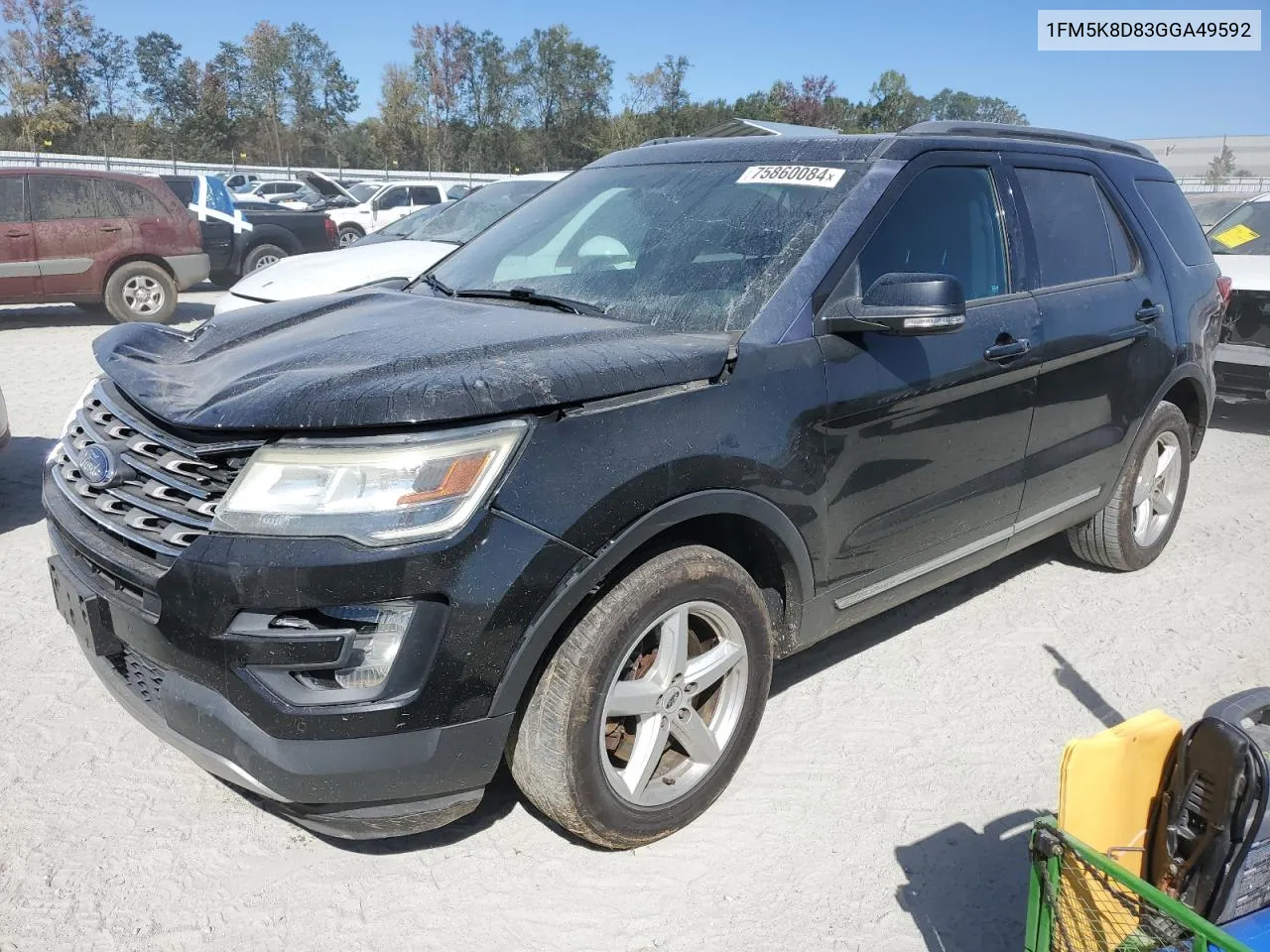 2016 Ford Explorer Xlt VIN: 1FM5K8D83GGA49592 Lot: 75860084