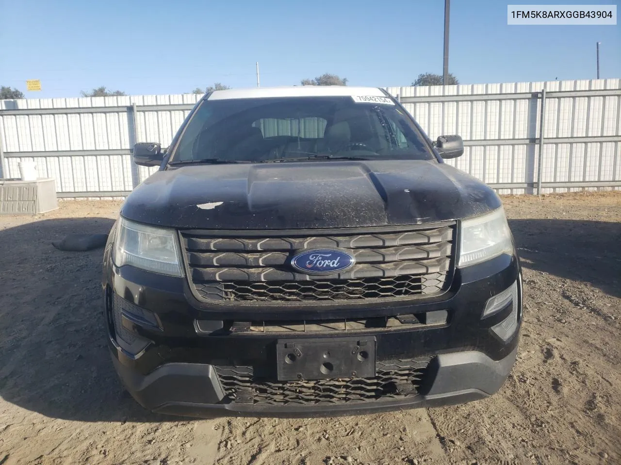 2016 Ford Explorer Police Interceptor VIN: 1FM5K8ARXGGB43904 Lot: 75942154