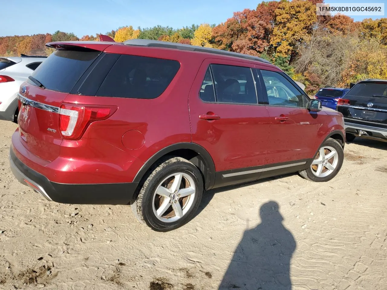 2016 Ford Explorer Xlt VIN: 1FM5K8D81GGC45692 Lot: 76061574