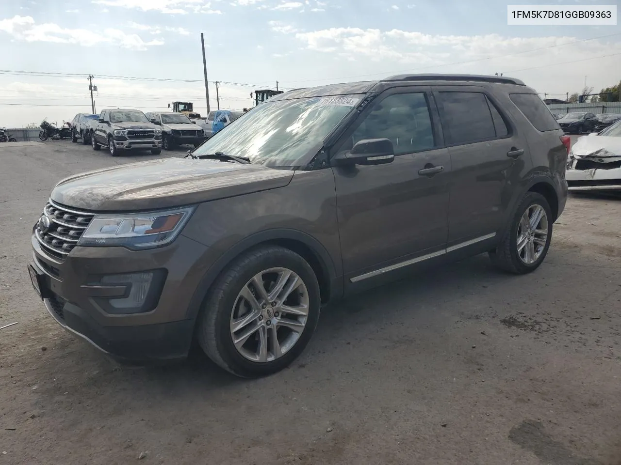 2016 Ford Explorer Xlt VIN: 1FM5K7D81GGB09363 Lot: 76123824