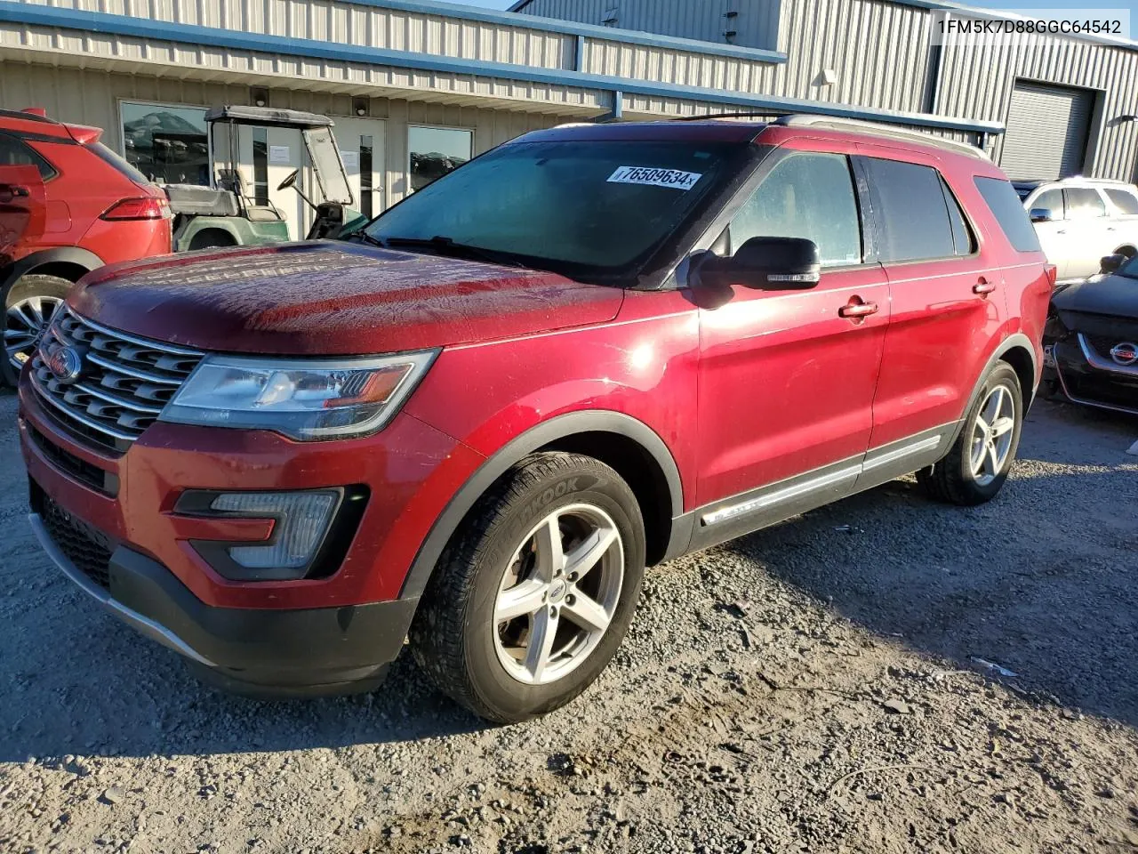 2016 Ford Explorer Xlt VIN: 1FM5K7D88GGC64542 Lot: 76509634