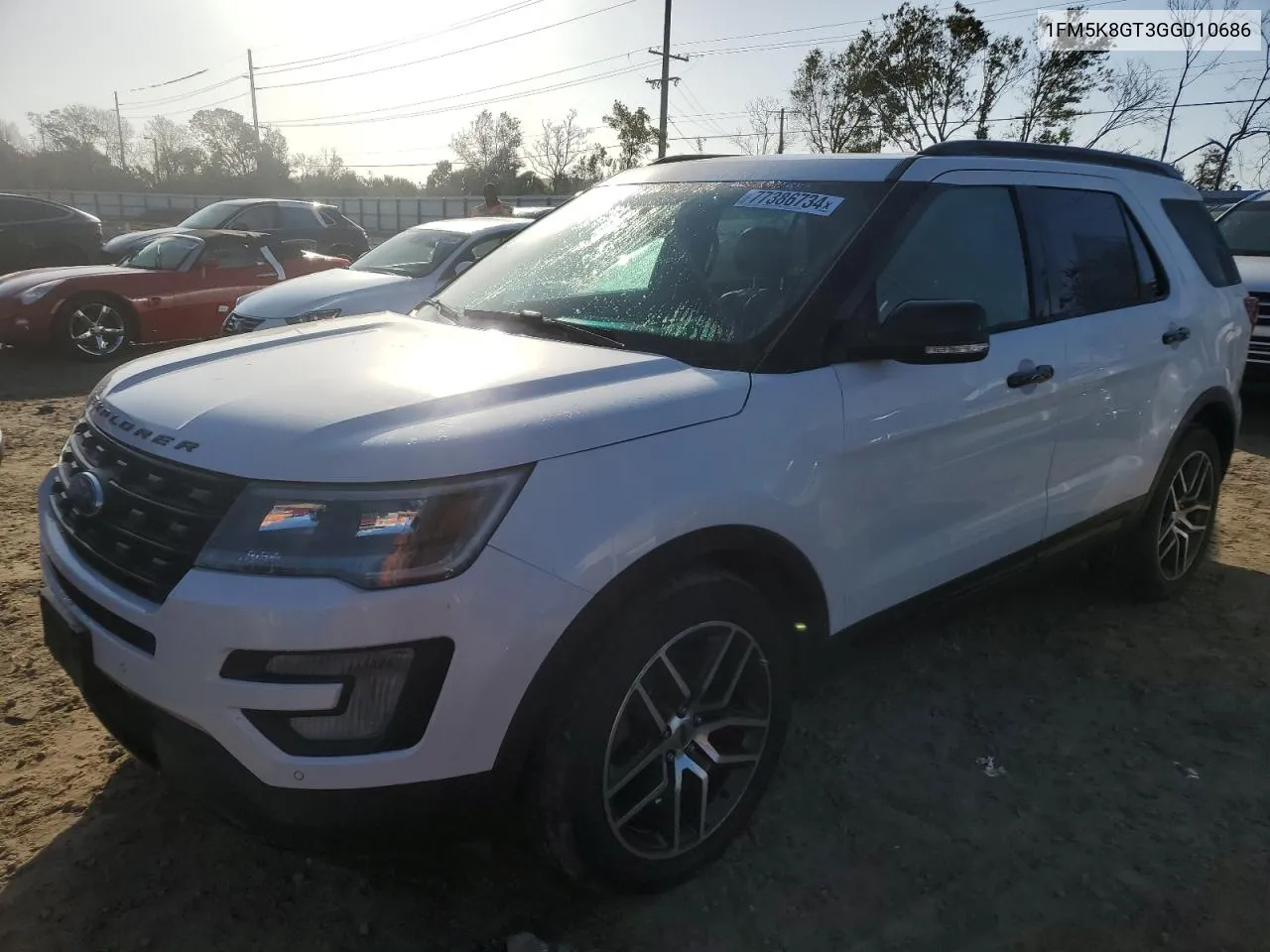 2016 Ford Explorer Sport VIN: 1FM5K8GT3GGD10686 Lot: 77386734