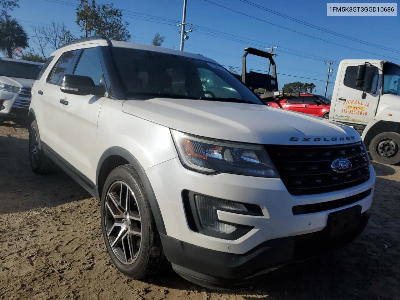 2016 Ford Explorer Sport VIN: 1FM5K8GT3GGD10686 Lot: 77386734