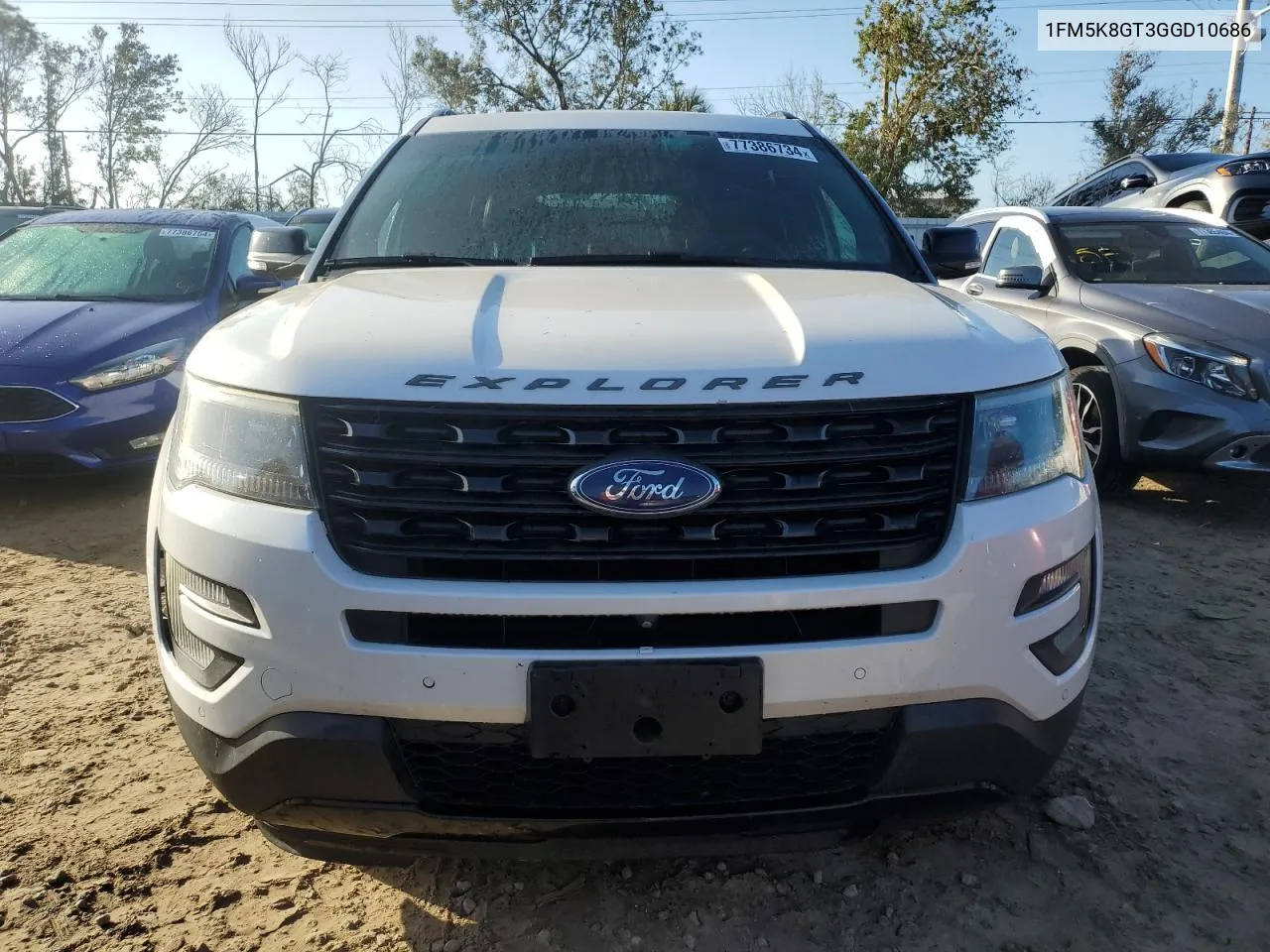 2016 Ford Explorer Sport VIN: 1FM5K8GT3GGD10686 Lot: 77386734