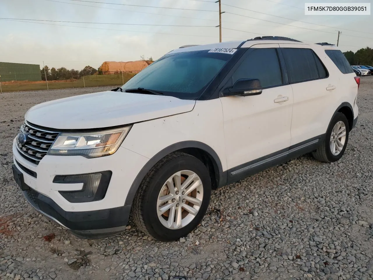 2016 Ford Explorer Xlt VIN: 1FM5K7D80GGB39051 Lot: 78167524