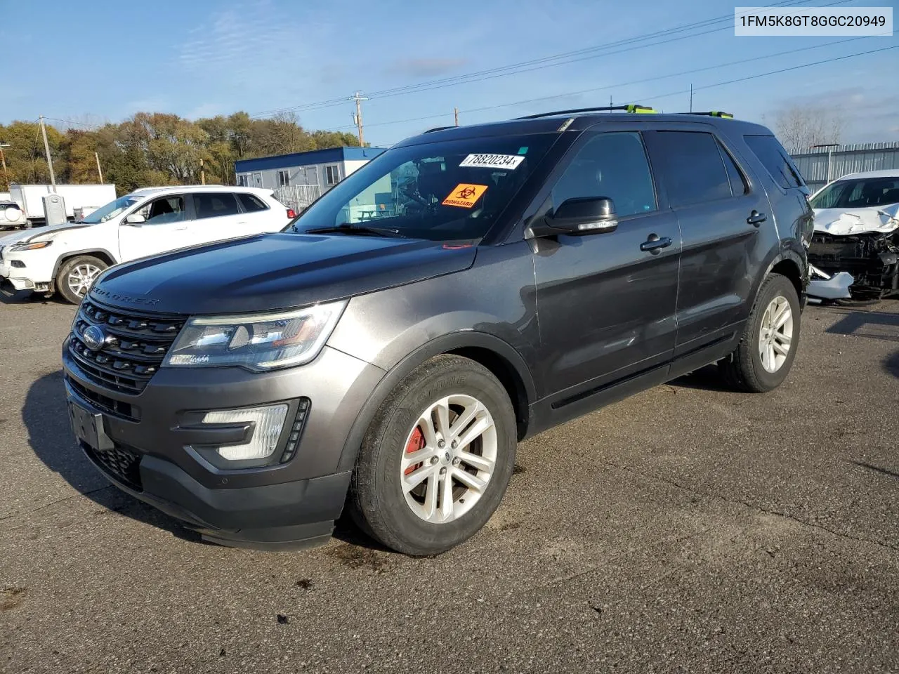 2016 Ford Explorer Sport VIN: 1FM5K8GT8GGC20949 Lot: 78820234