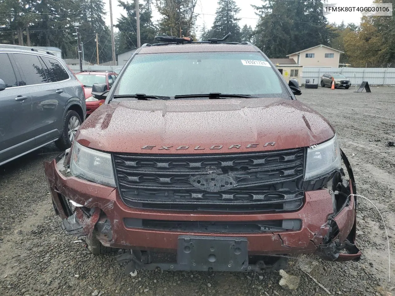 2016 Ford Explorer Sport VIN: 1FM5K8GT4GGD30106 Lot: 78921724