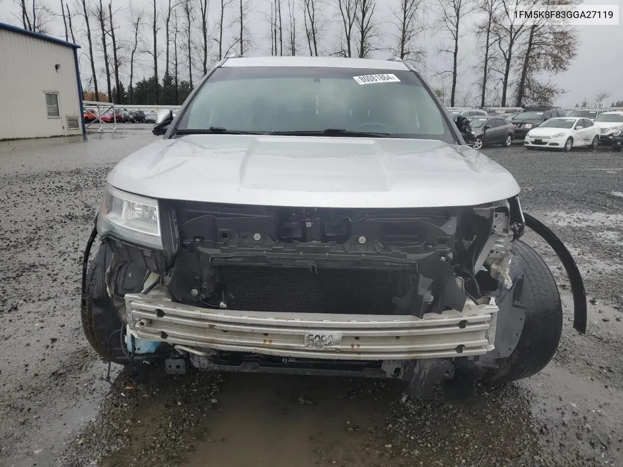 2016 Ford Explorer Limited VIN: 1FM5K8F83GGA27119 Lot: 80081864