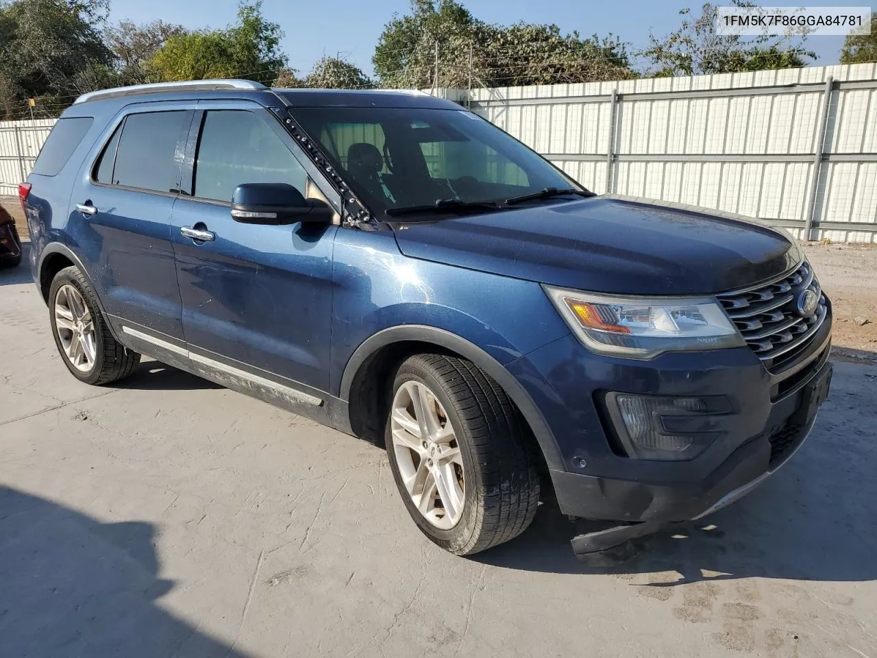 2016 Ford Explorer Limited VIN: 1FM5K7F86GGA84781 Lot: 80509704