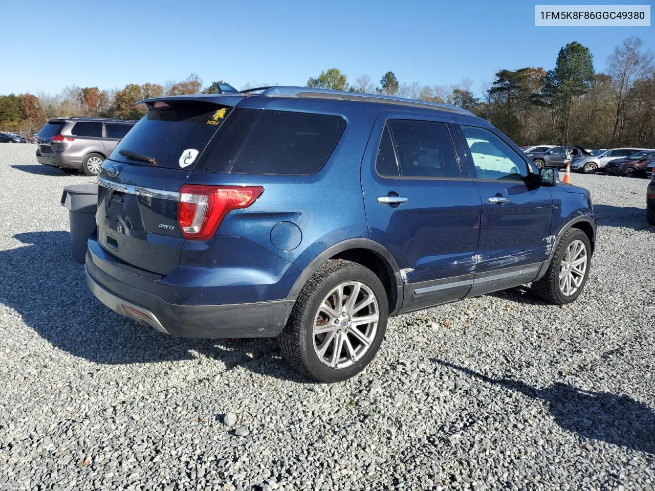 2016 Ford Explorer Limited VIN: 1FM5K8F86GGC49380 Lot: 80586544