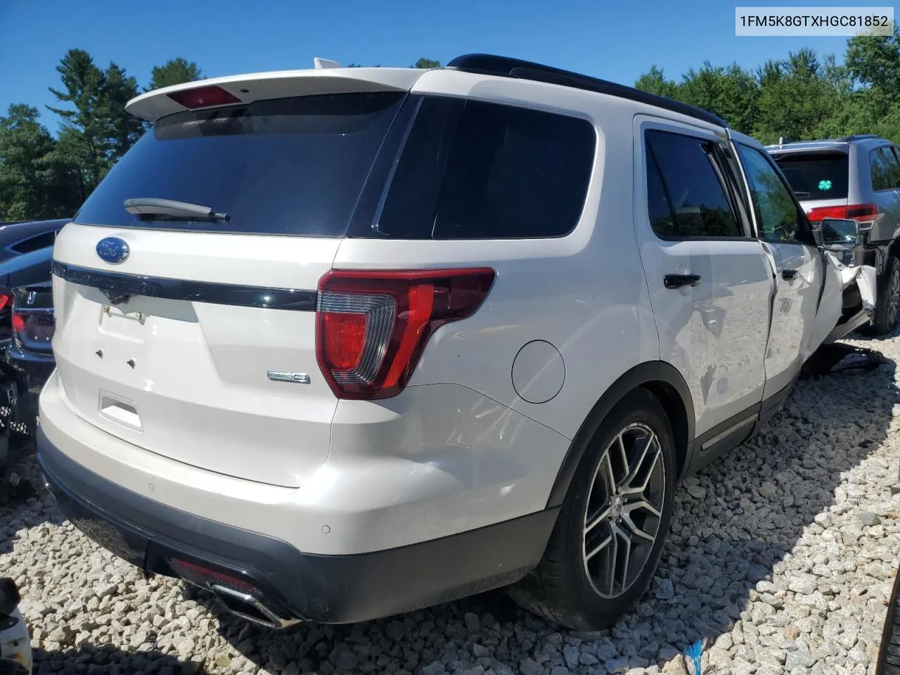 2017 Ford Explorer Sport VIN: 1FM5K8GTXHGC81852 Lot: 52869384