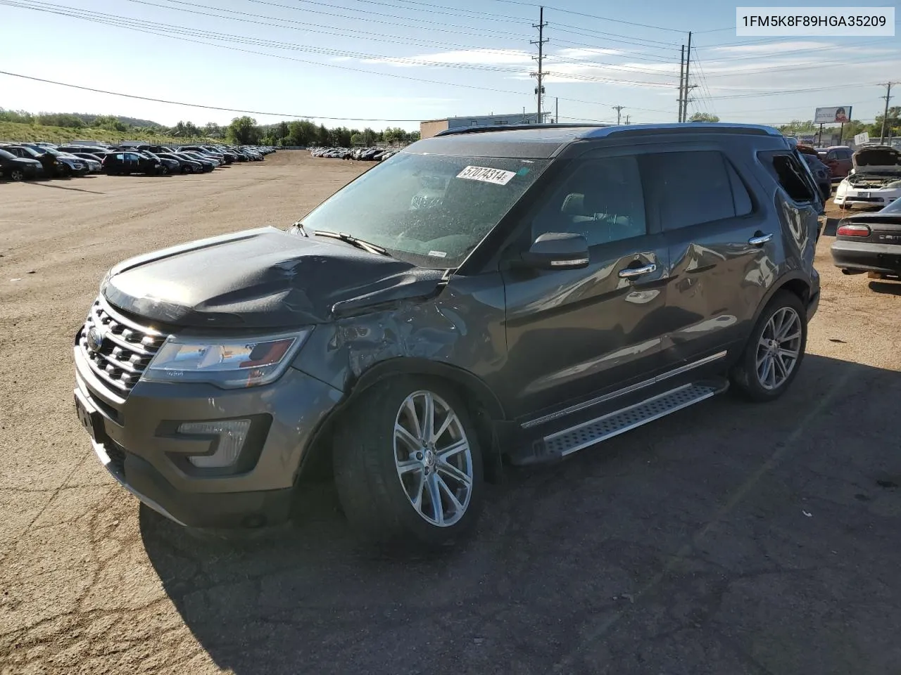 2017 Ford Explorer Limited VIN: 1FM5K8F89HGA35209 Lot: 57074314