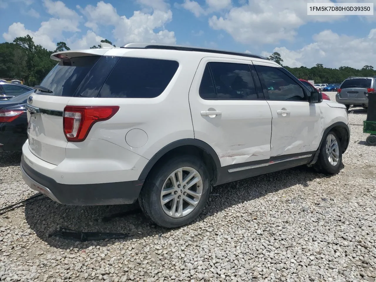 2017 Ford Explorer Xlt VIN: 1FM5K7D80HGD39350 Lot: 59892994