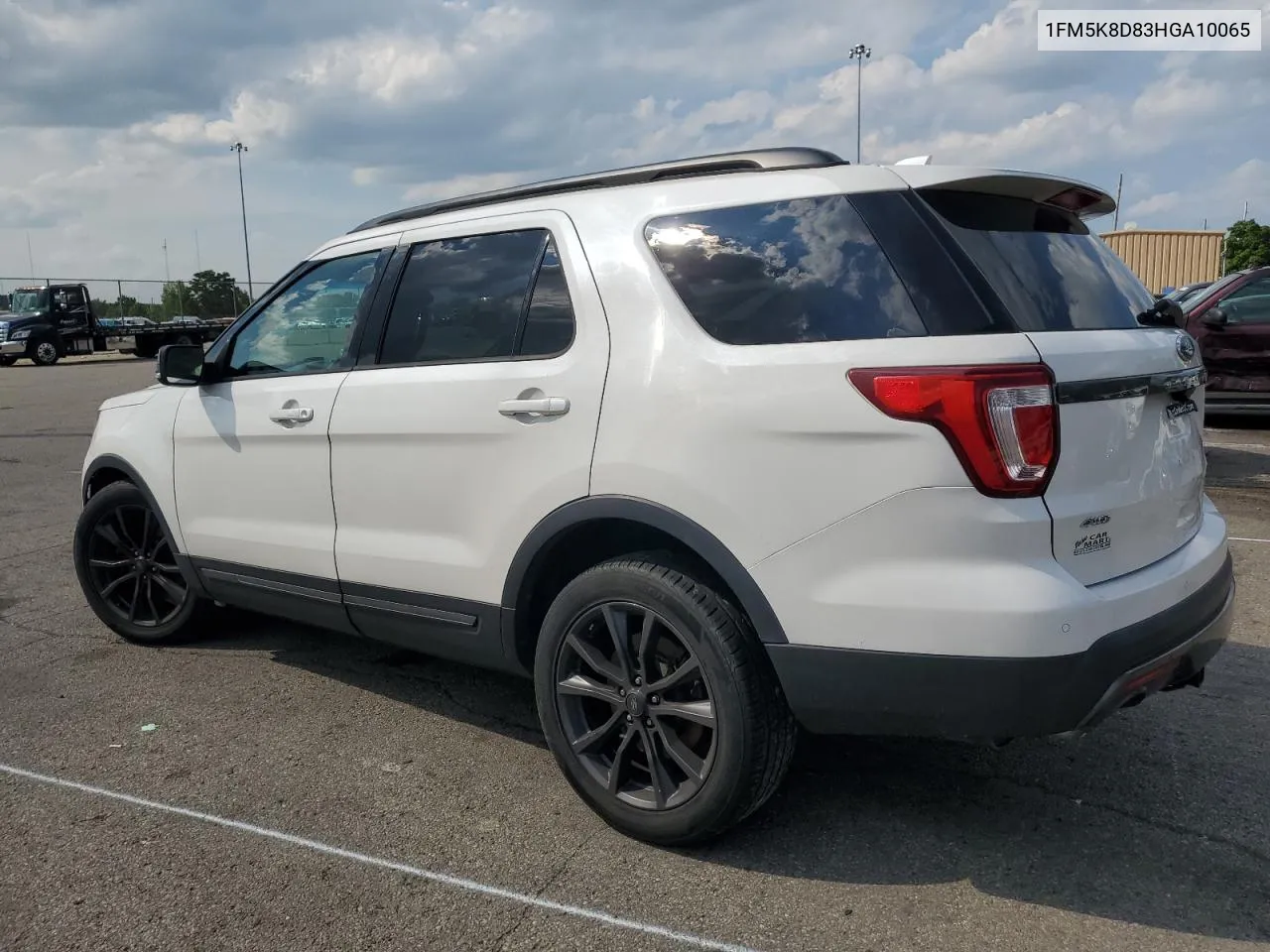 2017 Ford Explorer Xlt VIN: 1FM5K8D83HGA10065 Lot: 62930204