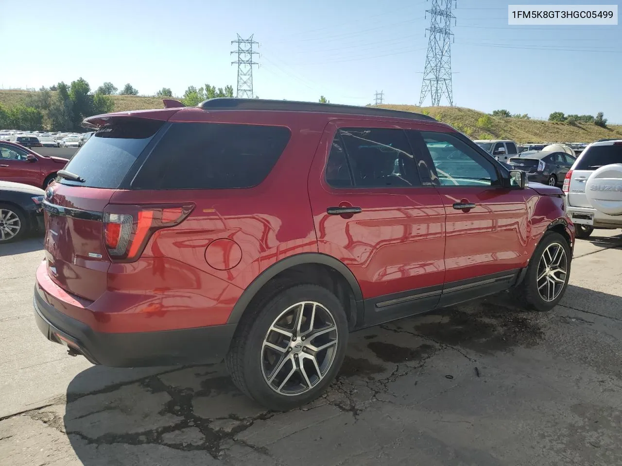 2017 Ford Explorer Sport VIN: 1FM5K8GT3HGC05499 Lot: 69891654