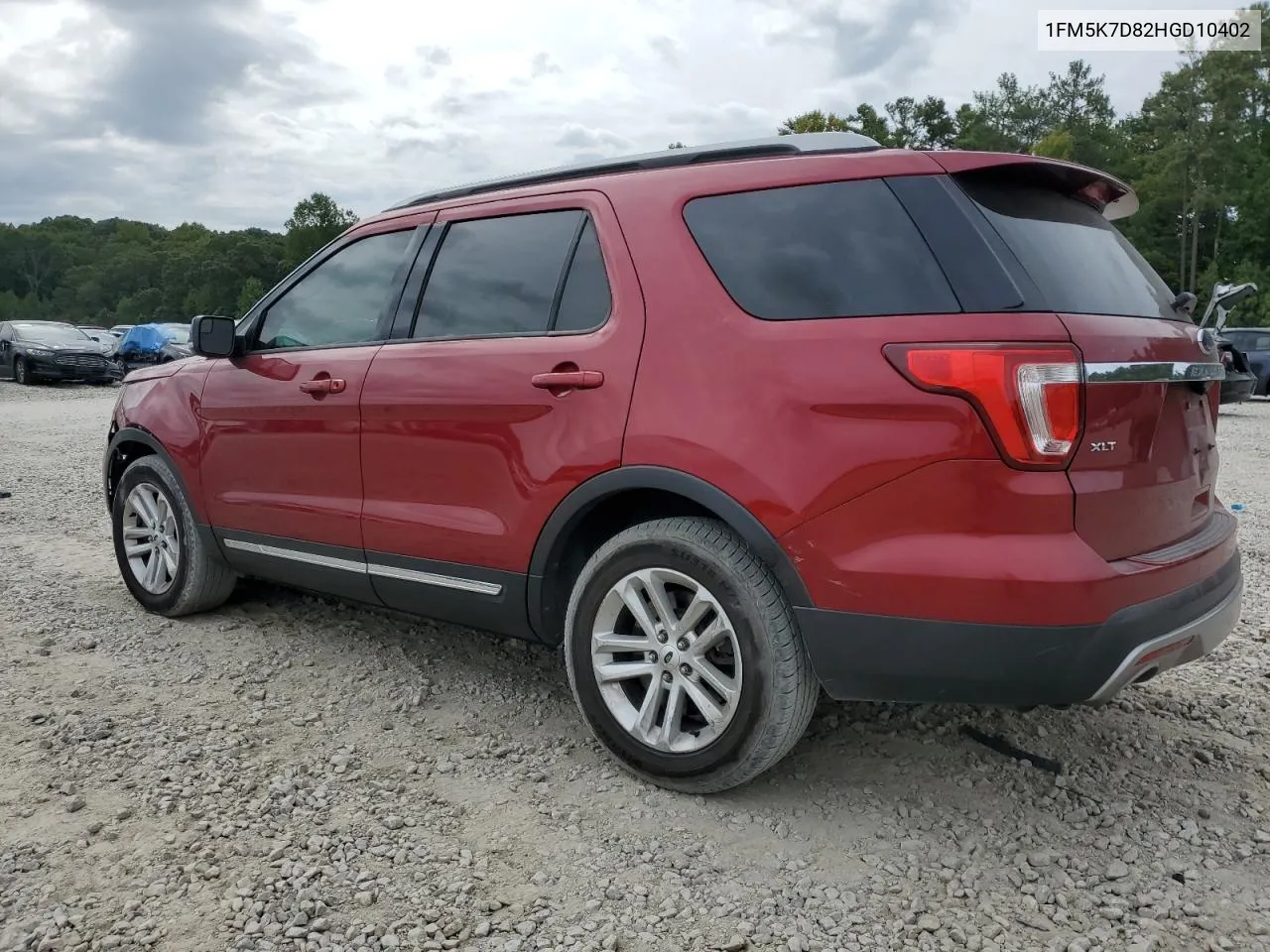 2017 Ford Explorer Xlt VIN: 1FM5K7D82HGD10402 Lot: 70672134