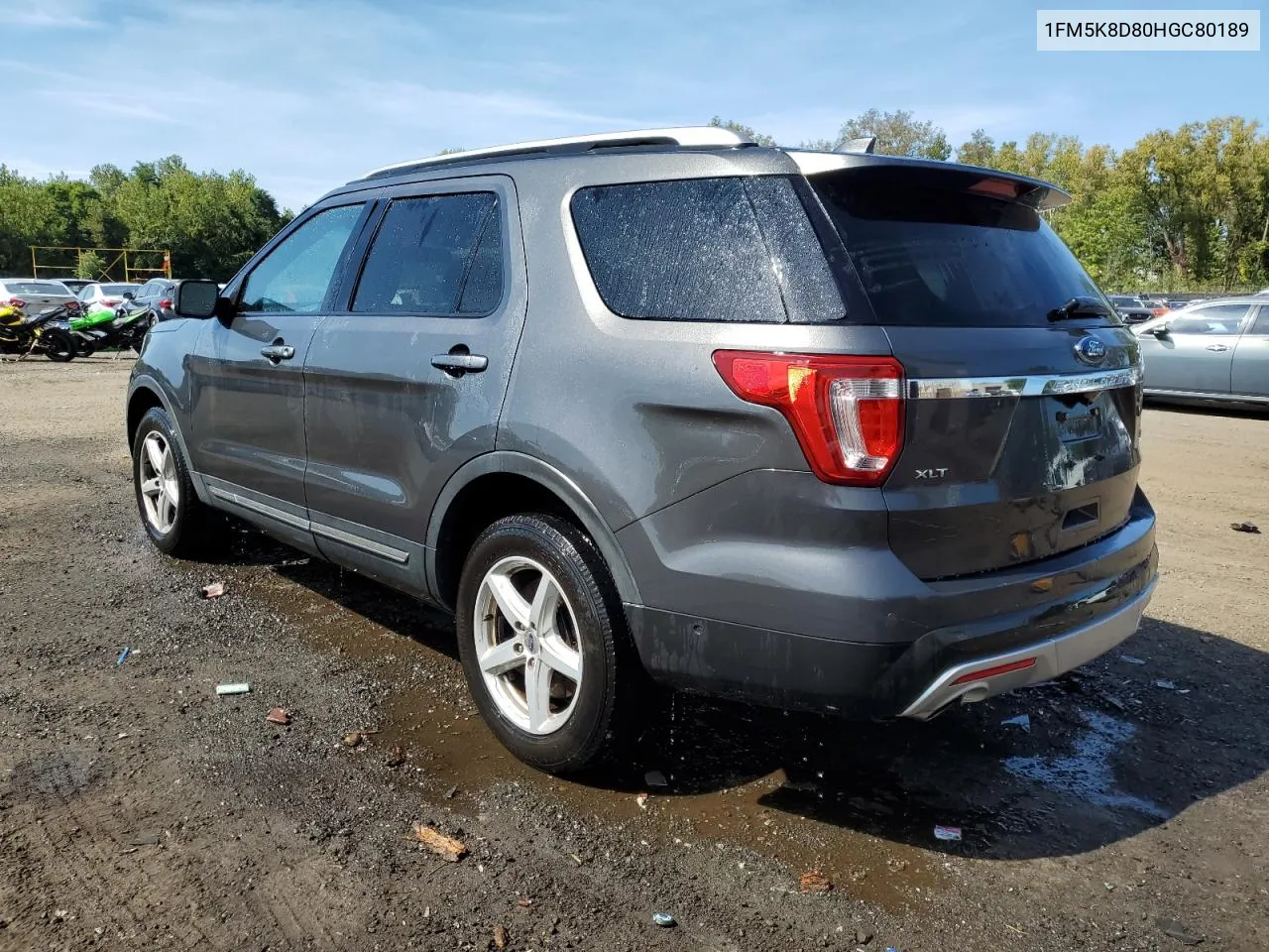 2017 Ford Explorer Xlt VIN: 1FM5K8D80HGC80189 Lot: 70975594