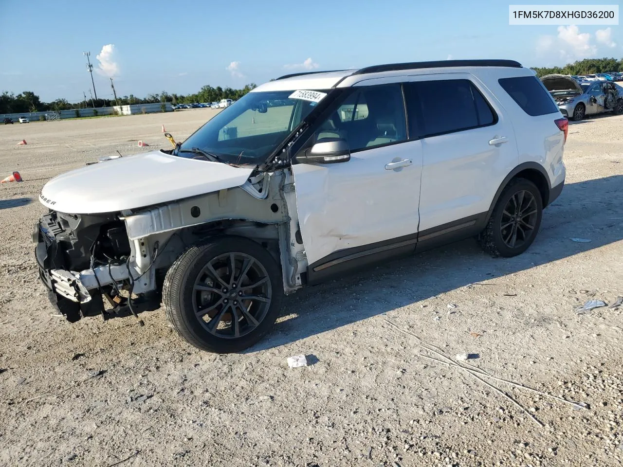 2017 Ford Explorer Xlt VIN: 1FM5K7D8XHGD36200 Lot: 71583994