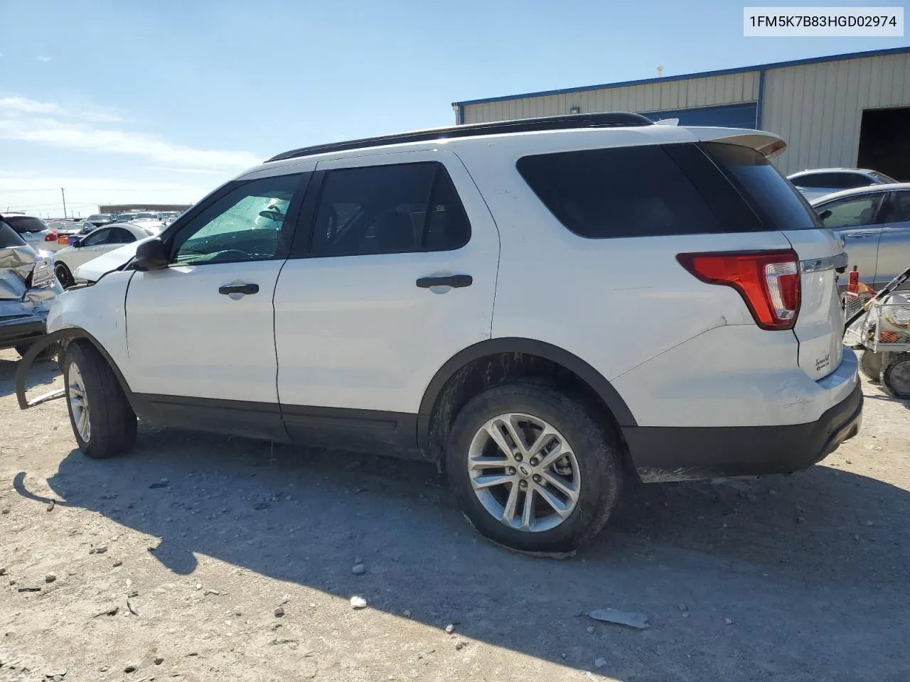 2017 Ford Explorer VIN: 1FM5K7B83HGD02974 Lot: 72411514