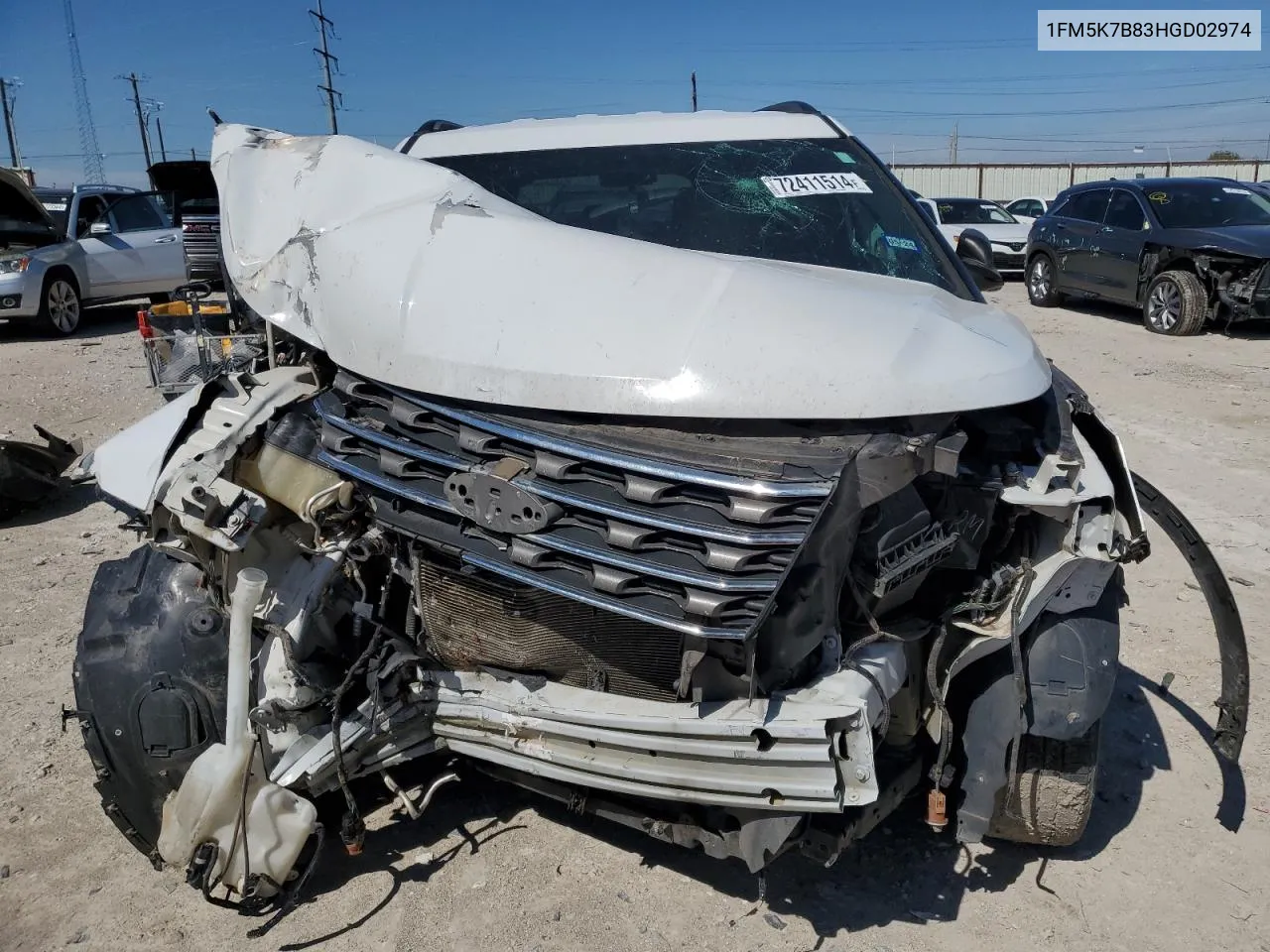 2017 Ford Explorer VIN: 1FM5K7B83HGD02974 Lot: 72411514