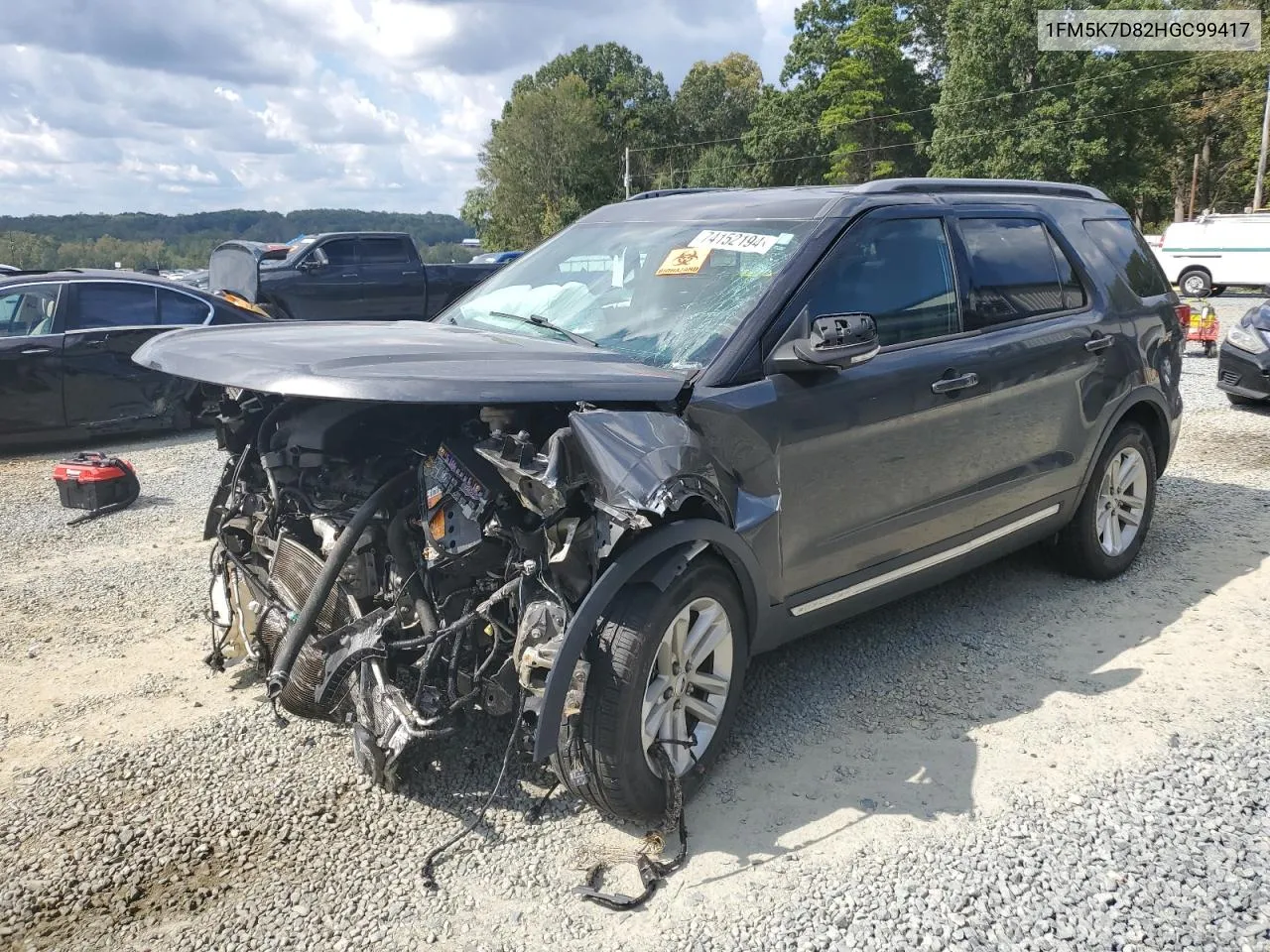 2017 Ford Explorer Xlt VIN: 1FM5K7D82HGC99417 Lot: 74152194