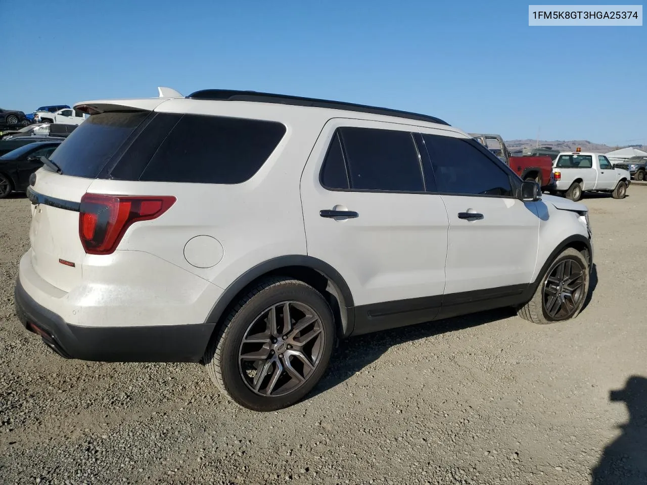 2017 Ford Explorer Sport VIN: 1FM5K8GT3HGA25374 Lot: 74401944